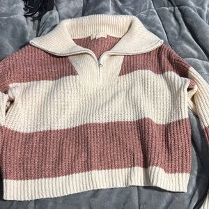 Striped Cream and brown Women's Sweater